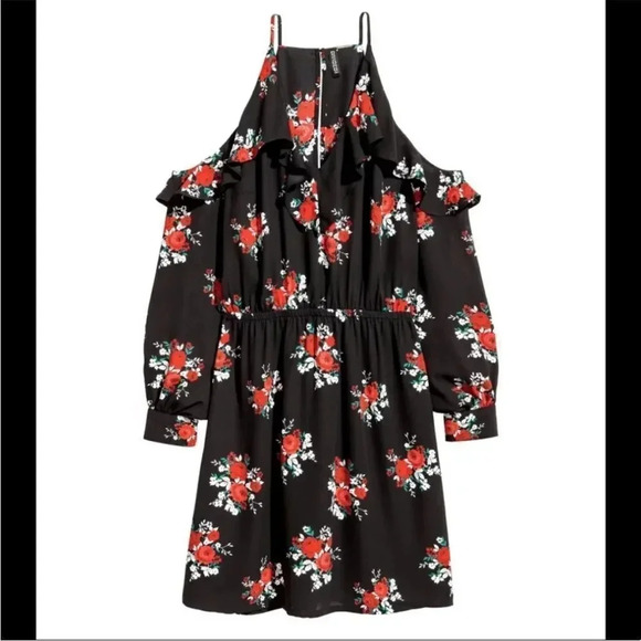 Divided floral cold shoulder dress - Picture 2 of 6
